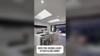 Pulau dapur mewah berdesain bebas putih