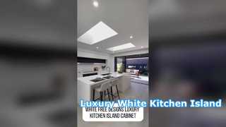 Kabinet pulau dapur mewah desain gratis berwarna putih