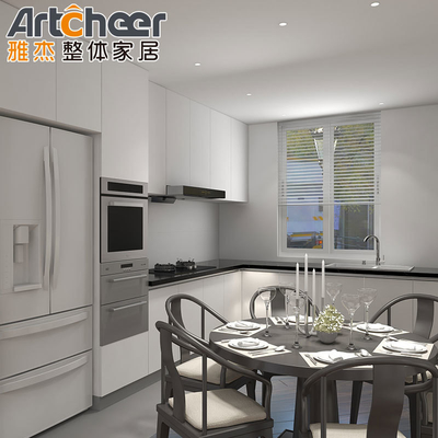 Beli Kabinet dapur gaya Shaker Kayu Padat Prefabrikasi tahan lama dengan Radius Beveled Edge Countertop pembuatan online