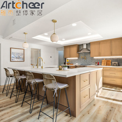 Beli Desain Dapur Modern 2023 Pulau Kayu dengan Atas Kaca dan Aksesoris Karkas Lapisan pembuatan online