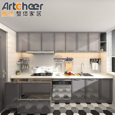 Beli Lemari Dapur Kayu Padat Bergaya Modern dengan Laminated Bullnose Countertop Edge pembuatan online