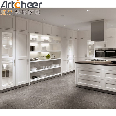 Beli RTA atau Ukuran Disesuaikan Kayu Padat Putih Modular Dapur Kabinet Set Shaker Desain pembuatan online