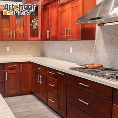 Beli Lemari dapur yang luas dengan desain kayu gaya Amerika dan bahan pintu MDF pembuatan online