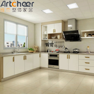 Beli Lemari Dapur Slide dengan Pulau yang Bisa Disesuaikan dalam Desain Sunmica Hitam dan Putih pembuatan online