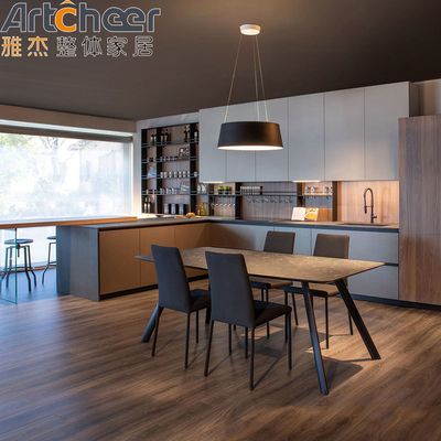 Beli Modern Style Island u lemari dapur E0 Kelas kayu veneer dan High Gloss Lapis Pintu Panel pembuatan online