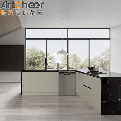 Beli Stylish Inset Custom Kitchen Cabinet untuk Mobile Home Bentuk L pembuatan online