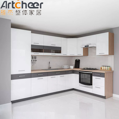 Beli RTA High Gloss Lacquer Finish Lemari Dapur dengan Desain Modular dan Pulau Dapur pembuatan online