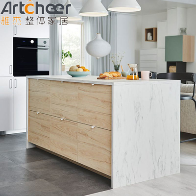 Beli Sink Base Custom Dapur Kepulauan Meja Dengan Solid Kayu Laci Dan Quartz Batu Atas pembuatan online