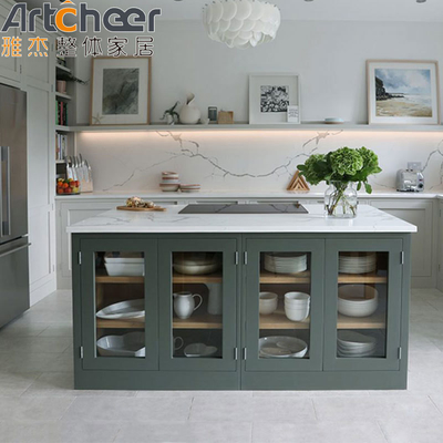 Beli Marmer Custom Kitchen Islands Center Bar Cabinet dengan Stone Top dan Durable Door Base Cabinets pembuatan online