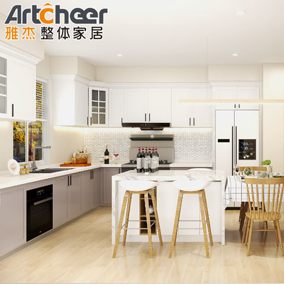 Beli Bahan Kelas E0 Lemari Kayu Khusus untuk Unit Desain Dapur Modern yang lengkap pembuatan online