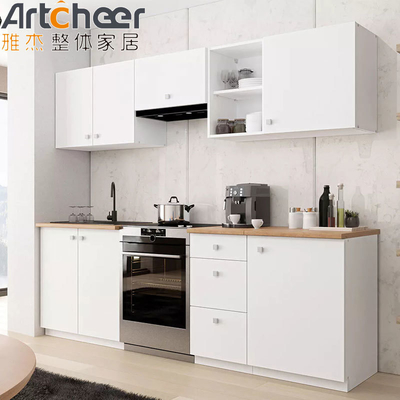 Beli Lemari dapur berwarna abu-abu dengan tepi meja yang modern dan bergaya pembuatan online