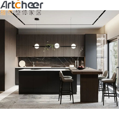 Beli Custom Made Solid Wood Frame Kitchen Island dengan Lapisan Laker dan Ruang Makan Modern pembuatan online