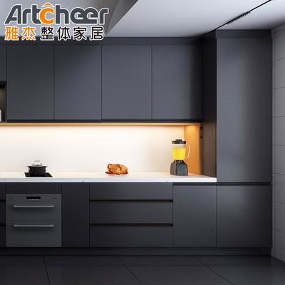 Beli Gaya Desain Kontemporer Lemari Dapur MDF Modern dengan Gelang Tersembunyi dan Penyimpanan Cerdas pembuatan online