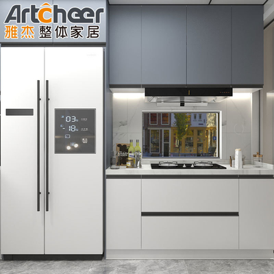 Beli Dapur Kecil Apartemen Melamin Dapur Lemari Pintu dengan Gaya Desain Kontemporer pembuatan online
