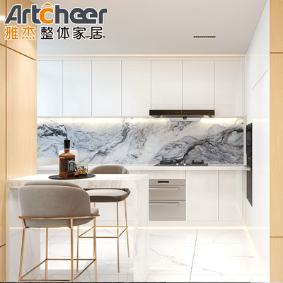 Beli 2023 Melamin Papan Warna Putih RTA Lemari Modular Set Lemari Dapur Gloss Italia pembuatan online