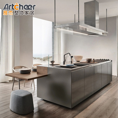 Beli Lemari Dapur dengan Custom Sintered Stone Marmer Matte Melamine Dark Grey Black Color pembuatan online