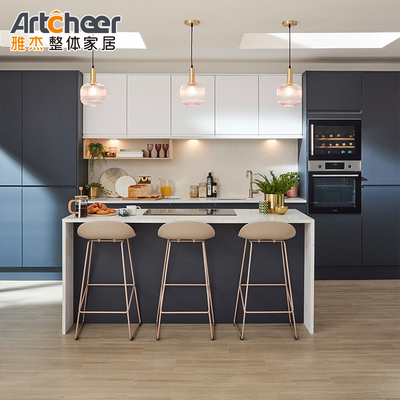 Beli Ukuran RTA Melamin Laminasi Kayu Biji dan Lak Finish Handleless Dapur Kabinet pembuatan online