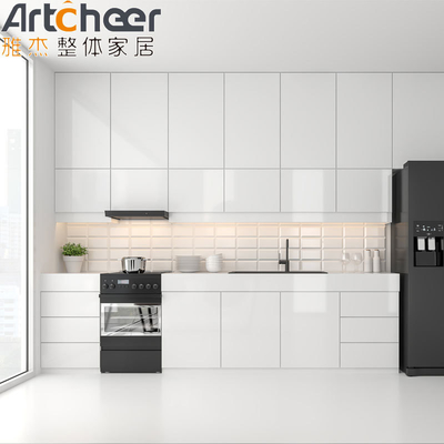 Beli Dapur Terbuka Kecil Modern Bergaya Saya Bentuk Lemari Dapur Putih dengan Lemari Tinggi Hitam pembuatan online