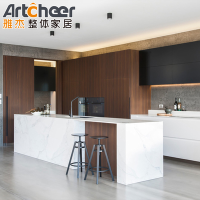 Beli Warna yang disesuaikan Siap untuk merakit Lemari Dapur dengan Pulau di Lacquer atau Finish pembuatan online