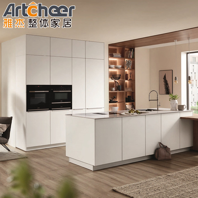 Beli Filipina Apartemen Dapur Gaya Modern Kayu Padat Melamin Dapur Desain Pulau pembuatan online