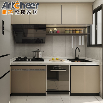 Beli Kabin dapur PVC Plywood lengkap dengan Desain Pulau Hitam Modern yang dibuat oleh KingV pembuatan online