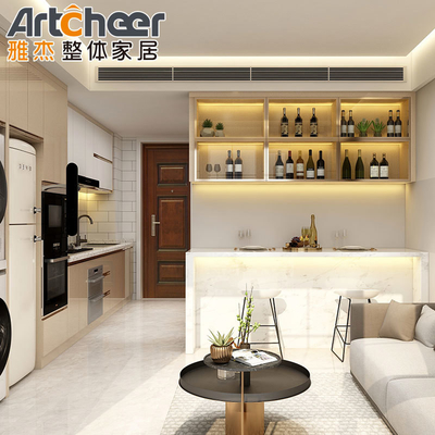 Beli Furnitur Dapur Kayu Veneer yang Disesuaikan dengan Desain Berkelanjutan dan Modern pembuatan online