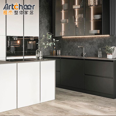 Beli Lemari dapur modern pintar dengan desain penyimpanan panel berlapis dan countertop batu kuarsa pembuatan online