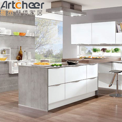 Beli Lemari Dapur Kayu Padat Putih Bentuk L dengan WPC Pantry Storage Design Concept pembuatan online