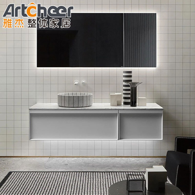 Beli Kamar mandi Vanity Set 42 inci Modern Single Sink Living Room Terapung dinding dipasang Lemari pembuatan online