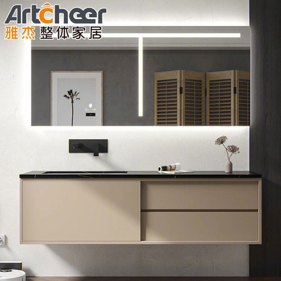 Beli Lemari kamar mandi gaya modern persegi panjang Kayu Luxury Vanity Set dengan lantai dipasang wastafel pembuatan online