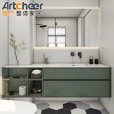 Beli Modern Solid Wood Brown Kamar Mandi Kamar Mandi Vanity Flat Pintu Panel dalam ukuran yang disesuaikan pembuatan online