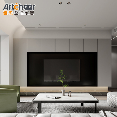 Beli Desain TV Stand khusus yang dipasang di dinding dalam finishing abu-abu modern dengan bahan E0 pembuatan online