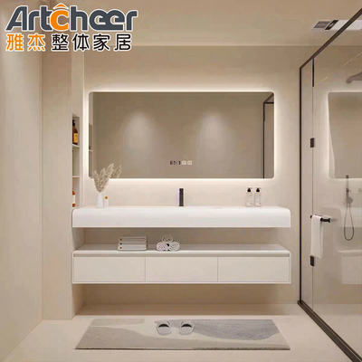 Beli Kamar mandi kayu solid yang bergaya dengan penyimpanan laci dan atap marmer Carrara yang tahan lama pembuatan online