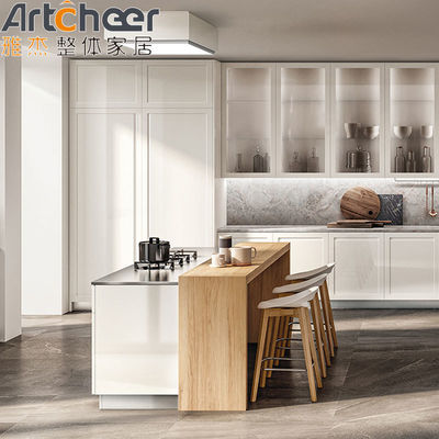 2023 Modern Classic Design Lemari Dapur Kayu Oak Solid dengan Ogee Edge Countertop