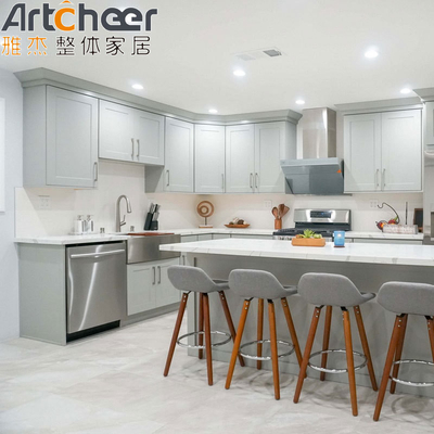 Gaya Amerika Siap Membuat White Shaker Gaya Modular Dapur Lemari Kayu Padat