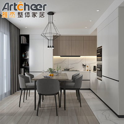 Furniture Luxury Custom Kitchen Cabinet Dengan Pull Out Storage Dan Desain Pulau Portable