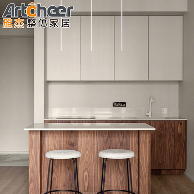 Modular Ukuran Partikel Papan Dapur Lemari Dengan Cat Laker Finish Untuk Restoran Gaya Industri