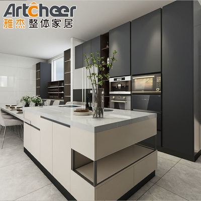 Furniture Design Sets Sampel Island Modular Kitchen Cabinets dengan Panel Pintu Kayu Padat