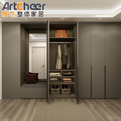 Modern Minimalis Kamar Tidur Kayu Pintu Genggaman Lemari High End Gaya Nordik 2 Pintu Lemari