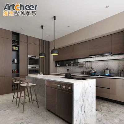 Furnitur Dapur Turki Base Cabinet Dengan Kuarsa Batu Pulau Gaya Italia Dan E1 Grade Material
