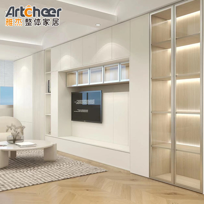 Lemari TV dengan Desain Fireplace dan Lemari Lift TV Tersembunyi dalam Warna Disesuaikan